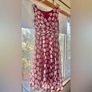 Red and White Polka Dot Midi Dress